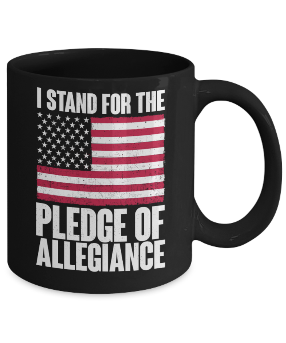 USA Lovers Mugs , Pledge and Allegiance - Black Coffee Mug Porcelain Tea Cup 11 oz - Great Gift