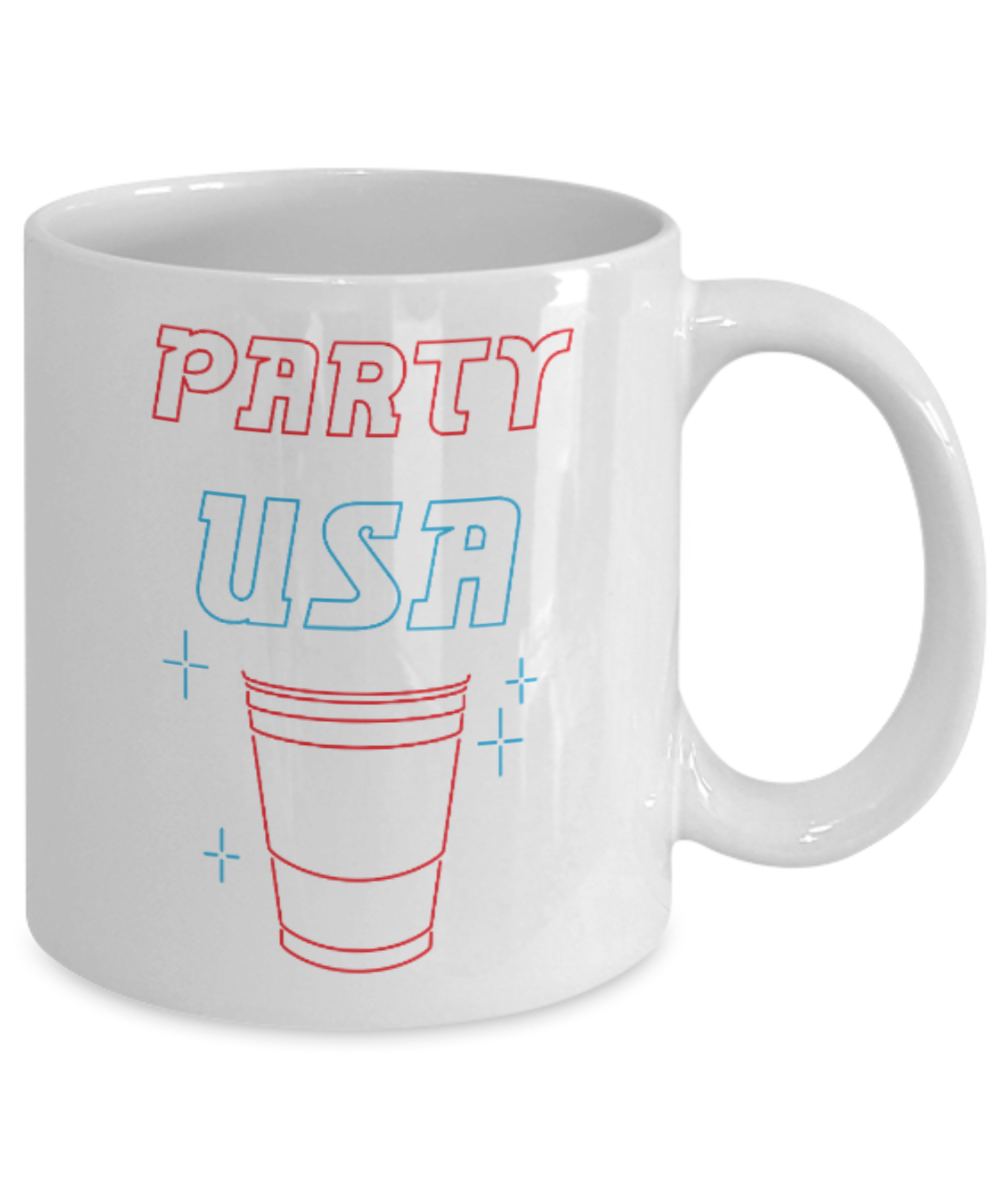 America USA Politics Lovers Mugs, Party in the USA - White Coffee Mug Porcelain Tea Cup 11 oz - Great Gift