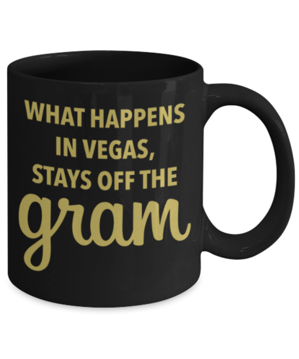 Funny coffee mugs , Vegas Gram - Black Coffee Mug Porcelain Tea Cup 11 oz - Great Gift