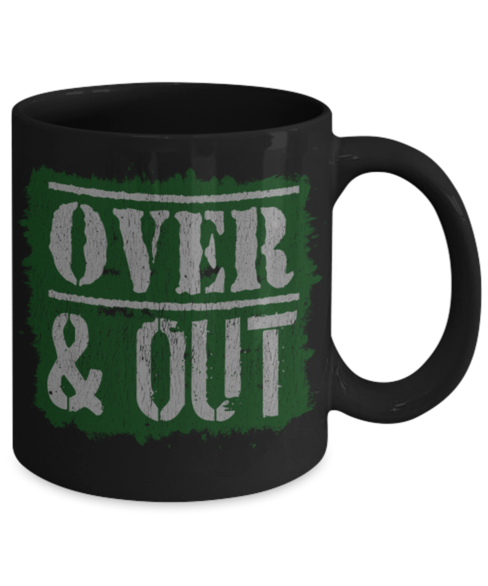 Cricket lovers Mugs, Over and Oute - Funny Black Porcelain Coffee 11 oz
