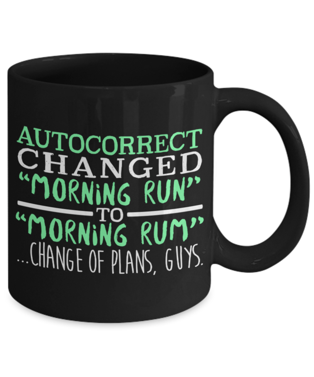Rum Lovers Mugs , Morning Rum - Black Coffee Mug Porcelain Tea Cup 11 oz - Great Gift