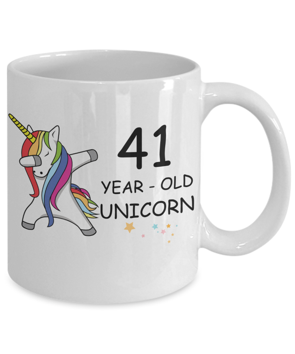 41st Birthday Gift for Women - 41 Year Old Unicorn Dabbing Mug - Funny White Porcelain Coffee 11 oz for Grandma, Mom, Sister, Best Friend, Women, Her - Legends are Born In 1979
