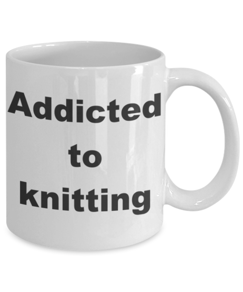 Addicted to Knitting - White Porcelain Coffee 11 oz