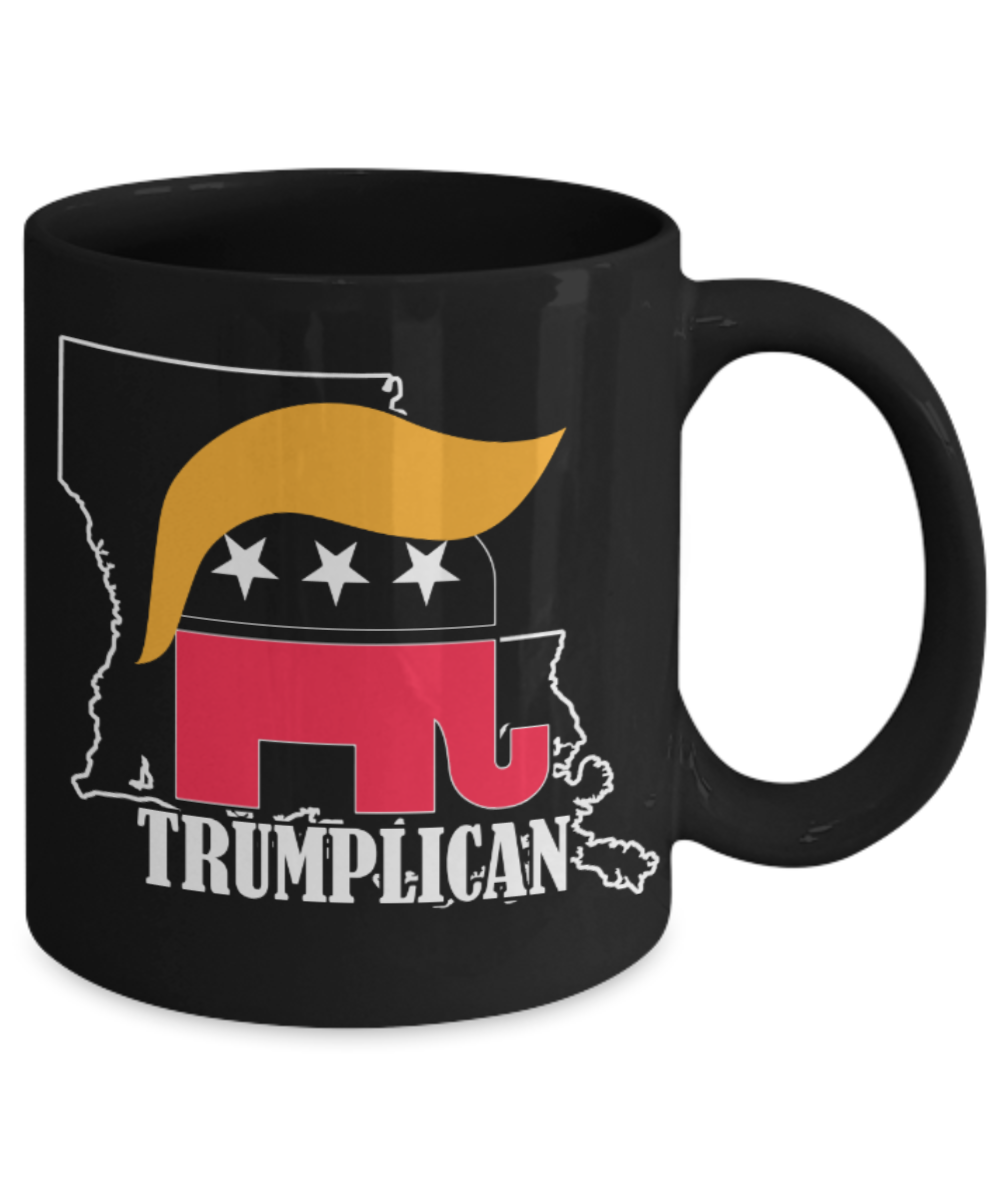 Trumplican - Black Coffee Mug Porcelain Tea Cup 11 oz - Great Gift