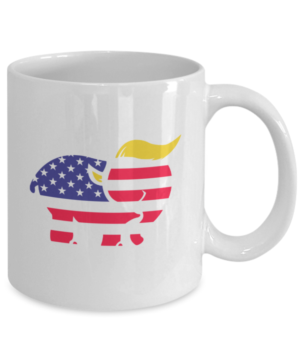 Trumplican - White Coffee Mug Porcelain Tea Cup 11 oz - Great Gift