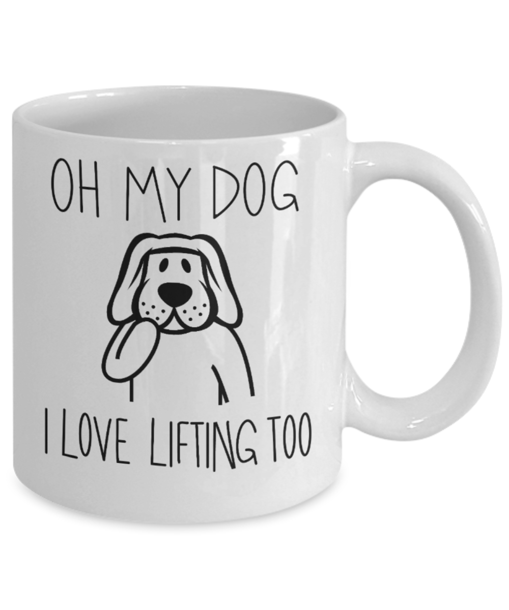 Gift gor dog lovers , Dog love lifting - White Coffee Mug Porcelain Tea Cup 11 oz - Great Gift