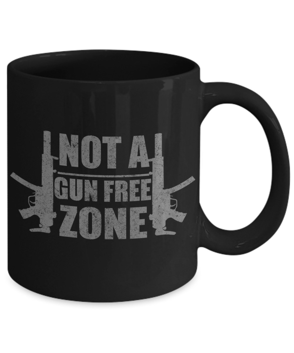 2nd Amendment Coffee Mug, Not A Gun Free Zone-Black Porcelain Coffee Mug 11 oz for Husband, Dad, Boyfriend,Grandpa