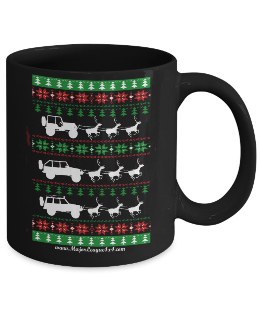 Peets coffee k cups christmas blend , Christmas Jeep Carts - Black Coffee Mug Porcelain Tea Cup 11 oz - Great Gift
