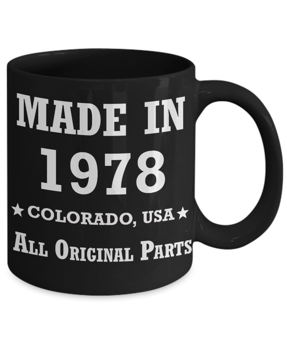 41st birthday gifts for men - Made in 1978 Colorado All Original Parts - Best 41st Birthday Gifts for family Ceramic Cup Black, Funny Mugs Gift Ideas 11 Oz