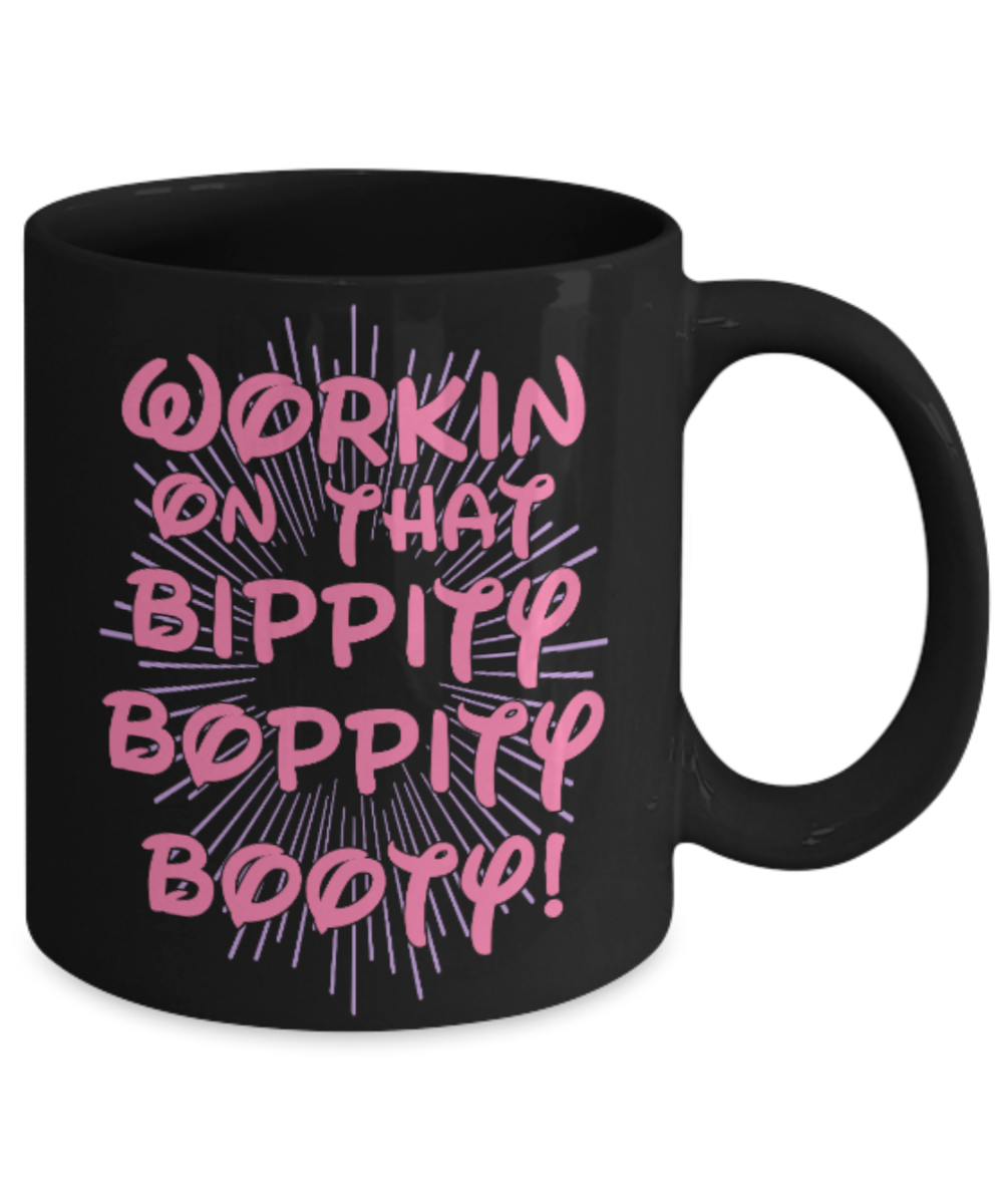 Fitness Lovers mugs , Bippity Booty - Black Coffee Mug Porcelain Tea Cup 11 oz - Great Gift