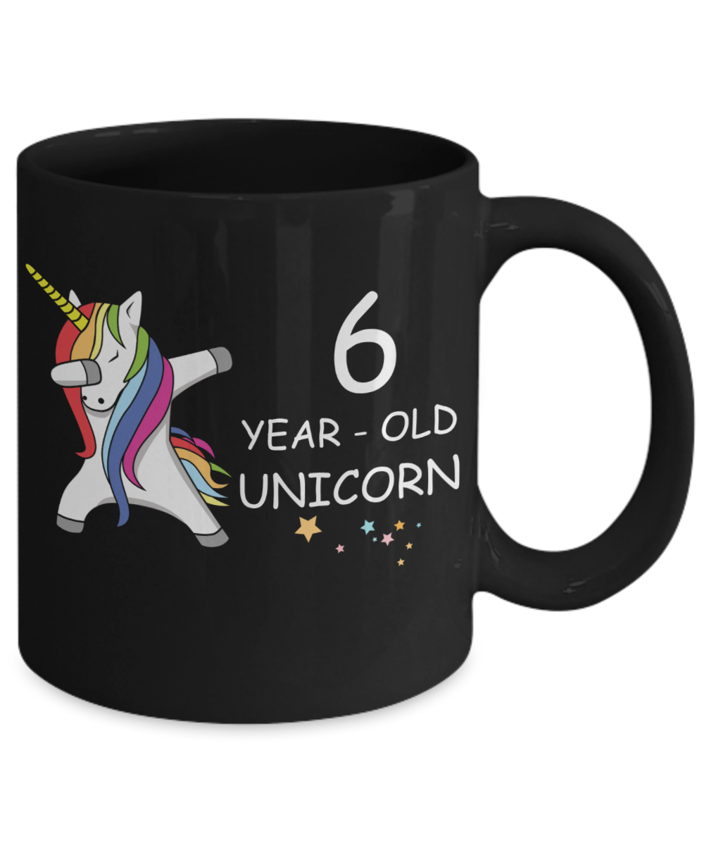 Unicorn Birthday gift 6th Birthday Gift for Women - 6 Year Old Unicorn Dabbing Mug - Funny Black Porcelain Coffee 11 oz, 6th Anniversary Bday Gift for   Grandma, Mom, Sister, Bestie - Legends are Born In 2014