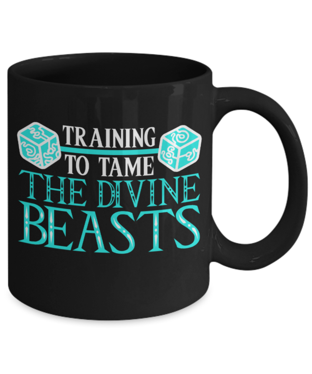 Training Lovers Mugs , Training to tame divine beasts - Black Coffee Mug Porcelain Tea Cup 11 oz - Great Gift