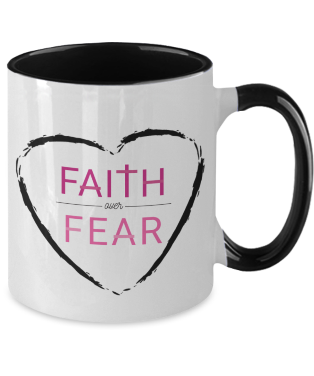 Faith over fear coffee mug, faith over fear cup, inspirational gift ideas, inspirational coffee mugs, inspirational coffee cups, cute mugs