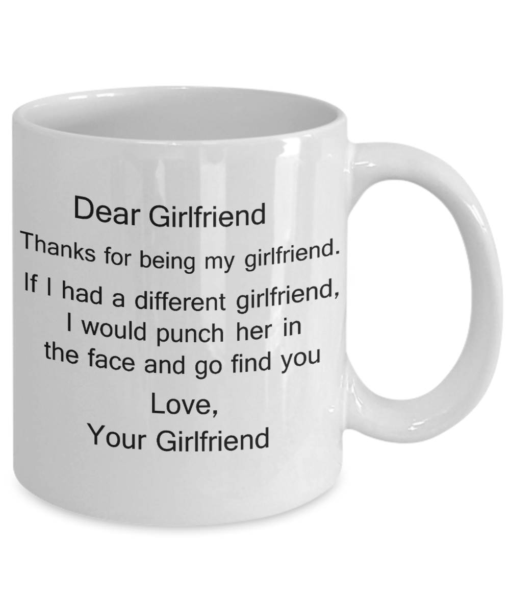 Lesbian Gifts Mugs - Dear Girlfriend, Thanks for being my Girlfriend - White Porcelain Coffee Cup,Premium 11 oz Funny Mugs White coffee cup Gifts Ideas