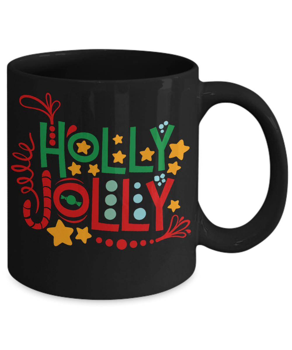 Knightmare before christmas mug - Holly Jolly - Funny Christmas Gifts Mugs, Christmas Gifts for family Ceramic Cup Black, Funny Mugs Gift Ideas 11 Oz