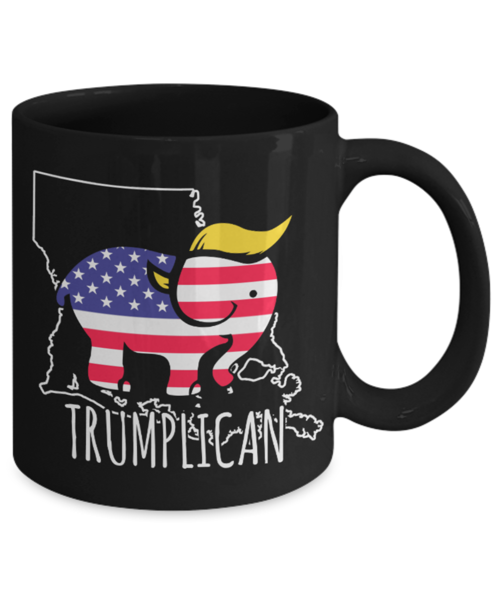 Trumplican - Black Coffee Mug Porcelain Tea Cup 11 oz - Great Gift