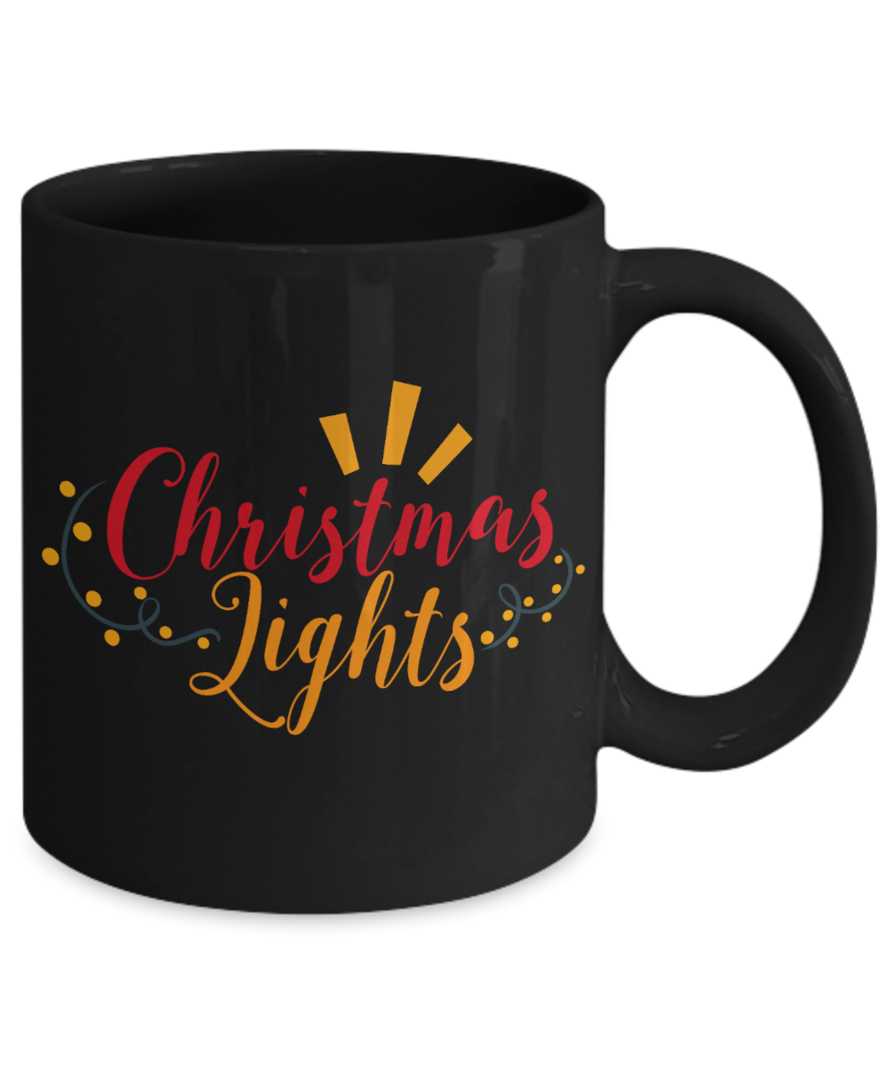 Nightnare before christmas mug - Christmas Lights - Funny Christmas Gifts Mugs, Christmas Gifts for family Ceramic Cup Black, Funny Mugs Gift Ideas 11 Oz