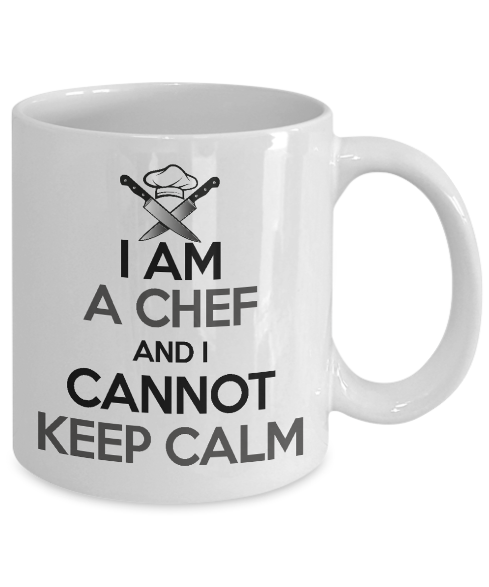Best Chef Coffee Mug, I Am A Chef A I Cannot Keep Calm-White Porcelain Coffee Mug 11 oz for chef, love, cooking,Dad,Mom