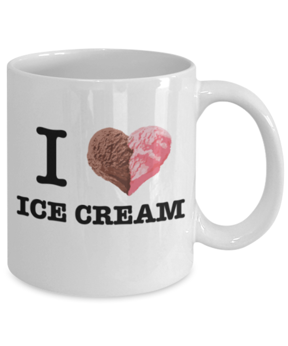 Beer Food Lovers mugs , I Love Ice Cream - White Coffee Mug Porcelain Tea Cup 11 oz - Great Gift