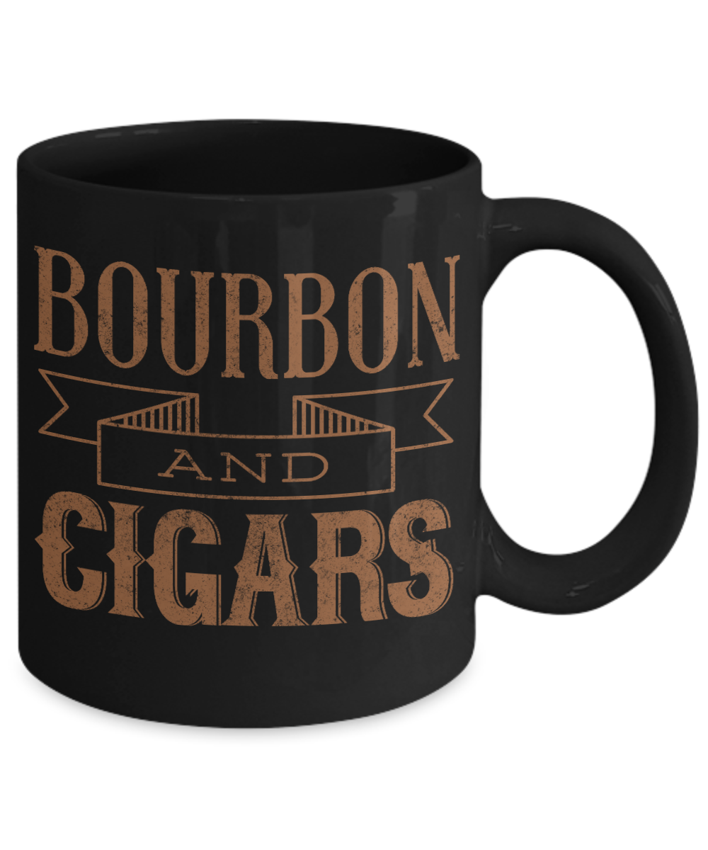 I Smoke Cigar Coffee mug, Bourbon And Cigars-Black Porcelain Coffee Mug 11 oz for Husband, Dad, Boyfriend,Grandpa