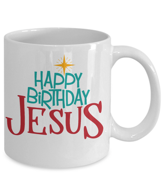 Knightmare before christmas mug - Happy Birthday Jesus - Funny Christmas Gift Mugs, Christmas Gifts for family Ceramic Cup White, Funny Mugs Gift Ideas 11 Oz