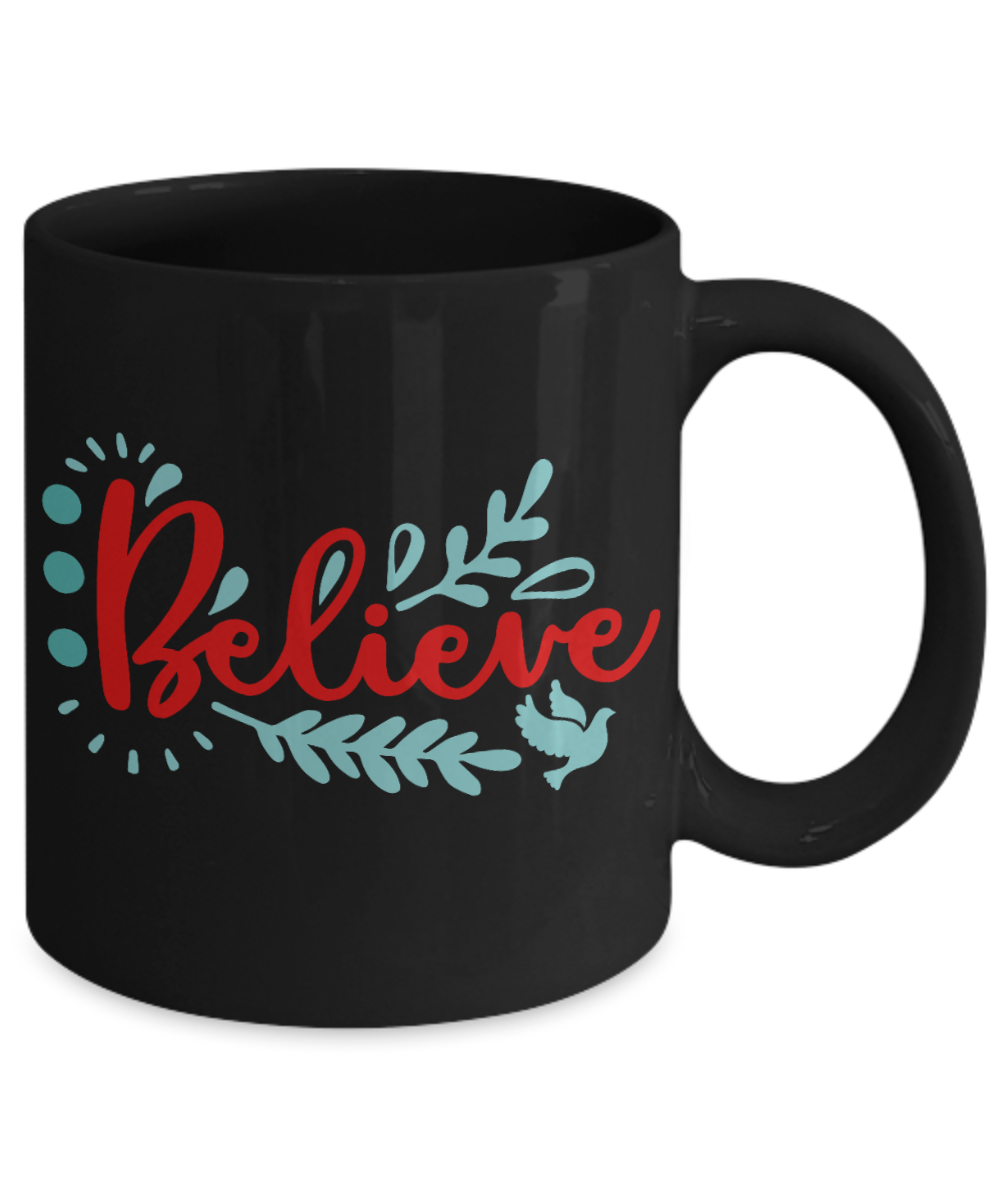 Nightnare before christmas mug - Believe - Funny Christmas Gifts Mugs, Christmas Gifts for family Ceramic Cup Black, Funny Mugs Gift Ideas 11 Oz
