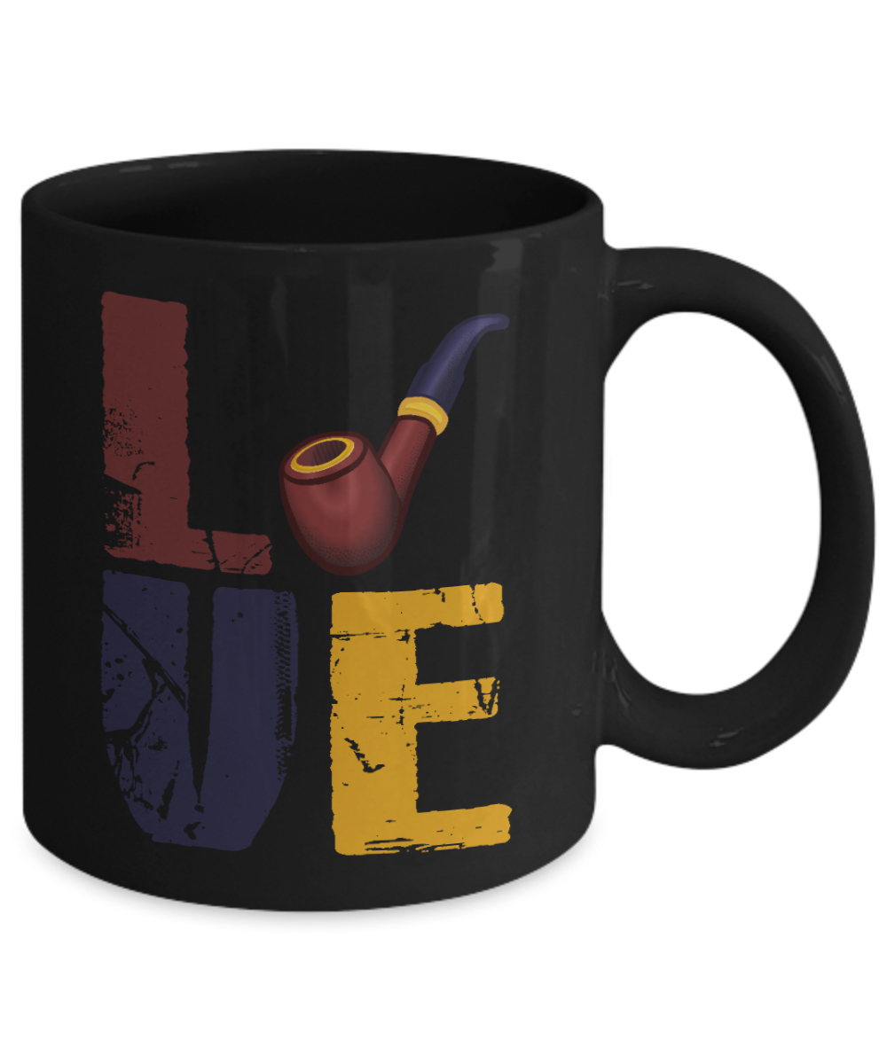 I Smoke Cigar Coffee mug, Love Cigar-Black Porcelain Coffee Mug 11 oz for Husband, Dad, Boyfriend