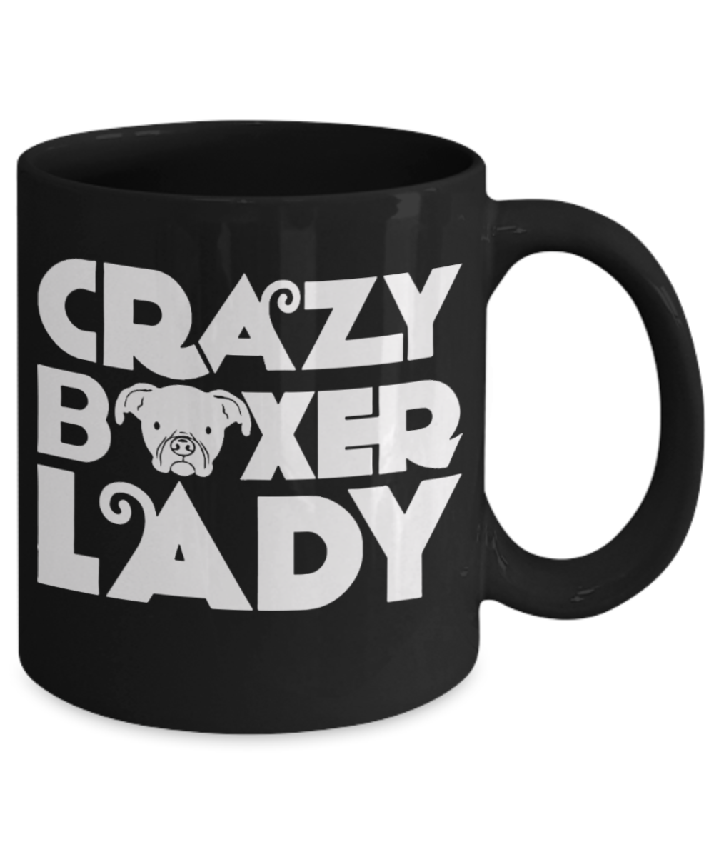 Boxing Lovers Mugs , Crazy boxer lady - Black Coffee Mug Porcelain Tea Cup 11 oz - Great Gift