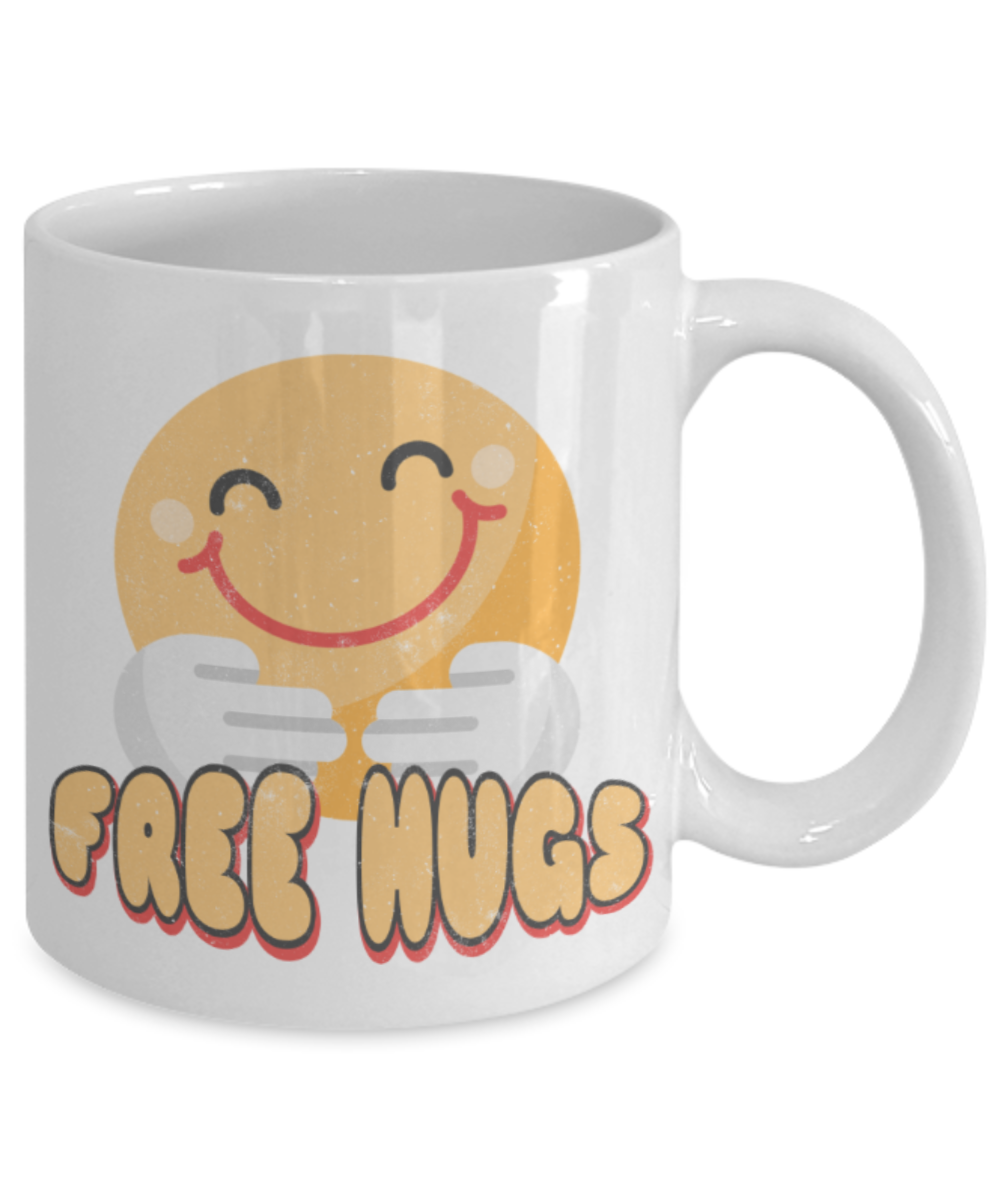 Hugs Lovers Mugs, Free hugs - Funny White Porcelain Coffee 11 oz