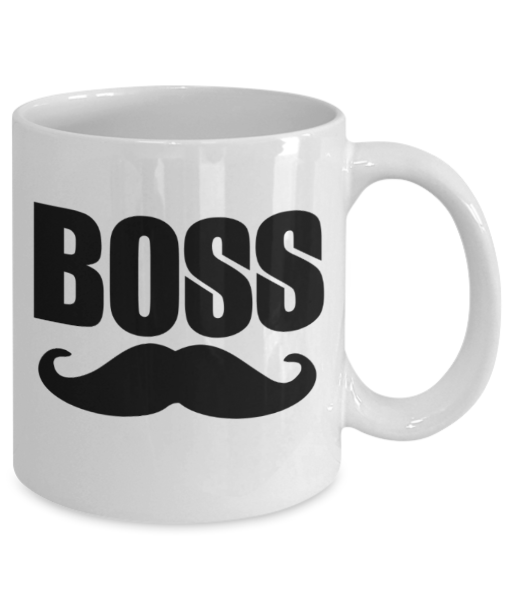 Aneversery gift - Boss Man - Funny White Porcelain Coffee Mug Cute Ceramic Cup 11 oz