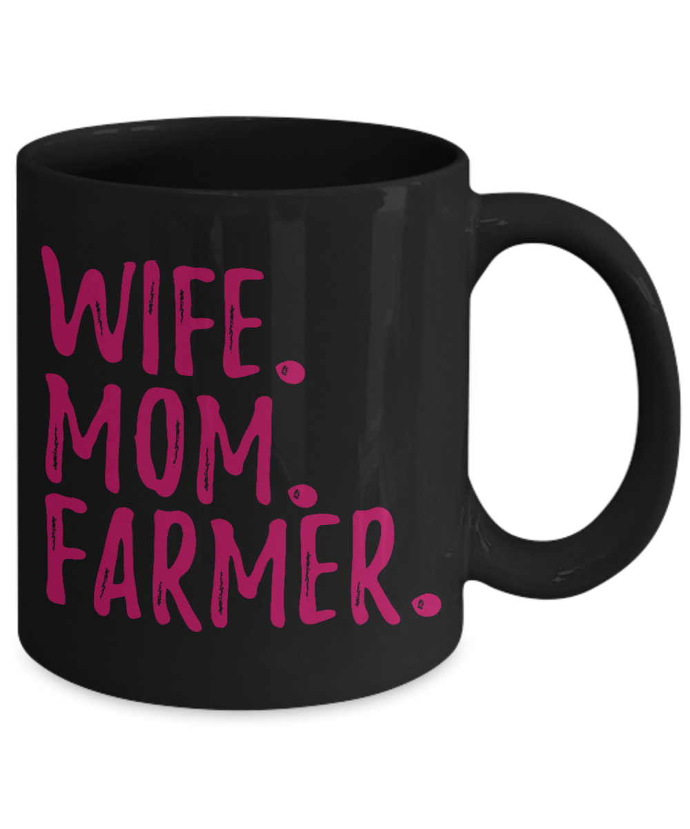 Best Farmer Coffee mug, Wife Mom Farmer-Black Porcelain Coffee Mug 11 oz For Farmer, Dad, Mom
