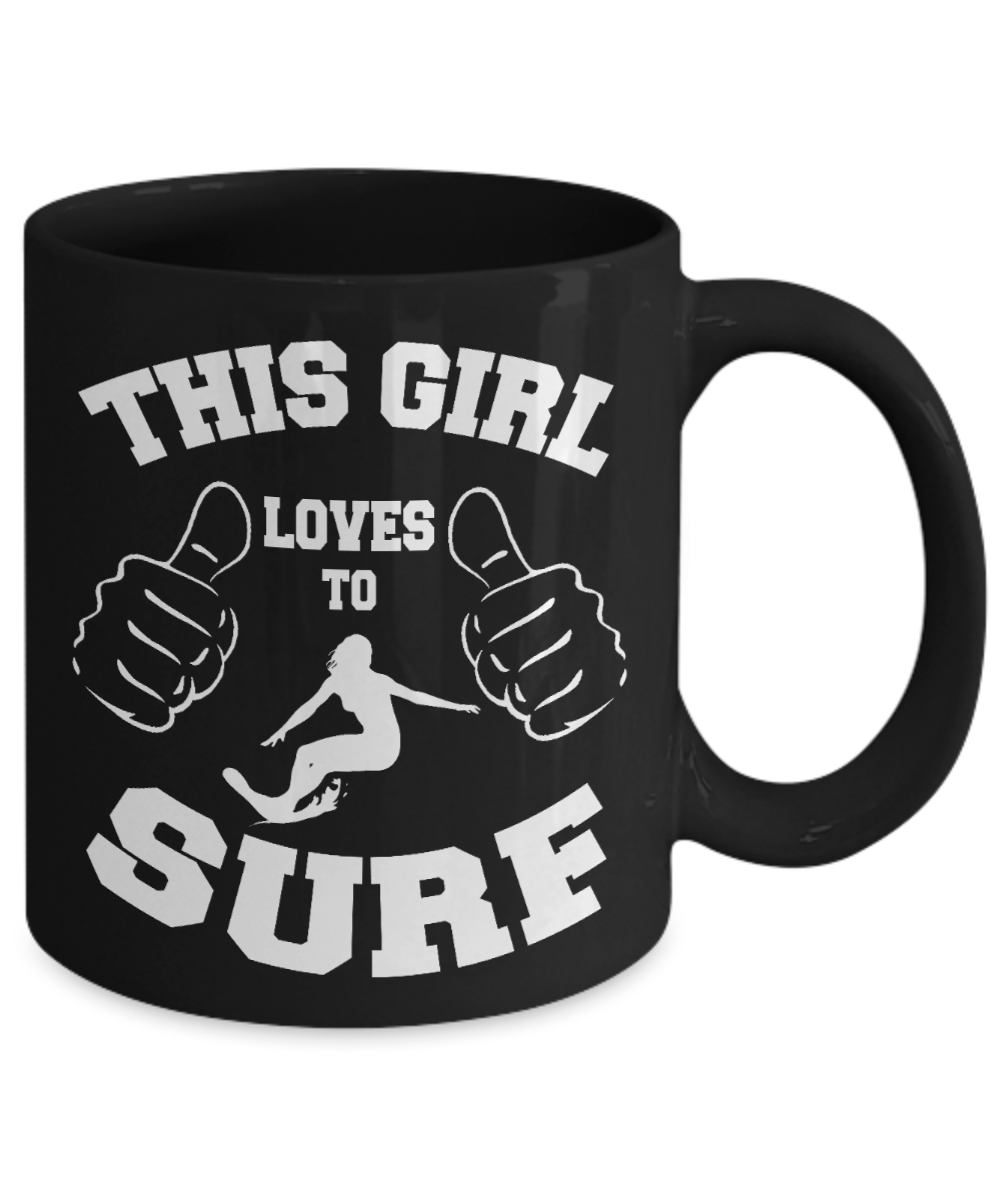 I Am Surfing Gift Coffee mug, This Girl Loves To Surf -Black Porcelain Coffee Mug 11 oz For Girlfriend, Mother, Sister, Wife, Birthday, Christmas, Gift