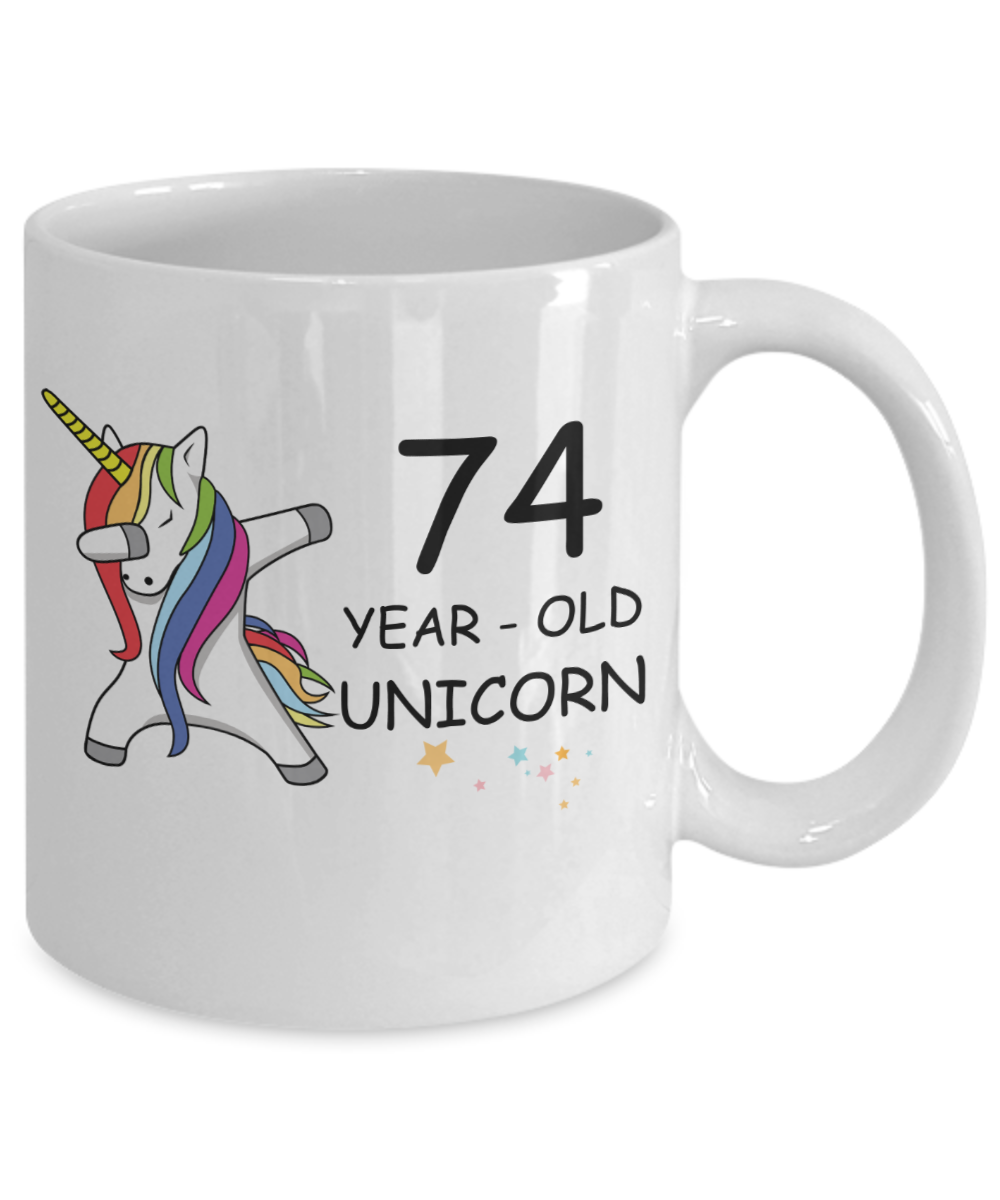 Unicorn Birthday gift 74th Birthday Gift for Women - 74 Year Old Unicorn Dabbing Mug - Funny White Porcelain Coffee 11 oz, 74th Anniversary Bday Gift for   Grandma, Mom, Sister, Bestie - Legends are Born In 1946