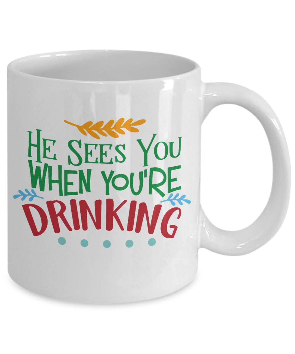 Knightmare before christmas mug - He Sees You When You're Drinking - Funny Christmas Gift Mugs, Christmas Gifts for family Ceramic Cup White, Funny Mugs Gift Ideas 11 Oz