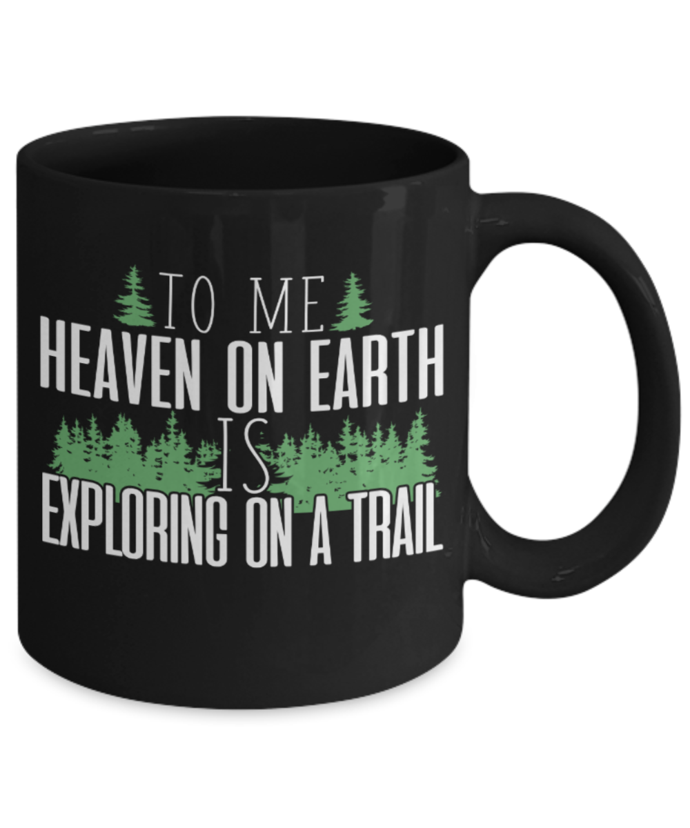 Nature Lovers Mugs , Heaven on Earth - Black Coffee Mug Porcelain Tea Cup 11 oz - Great Gift