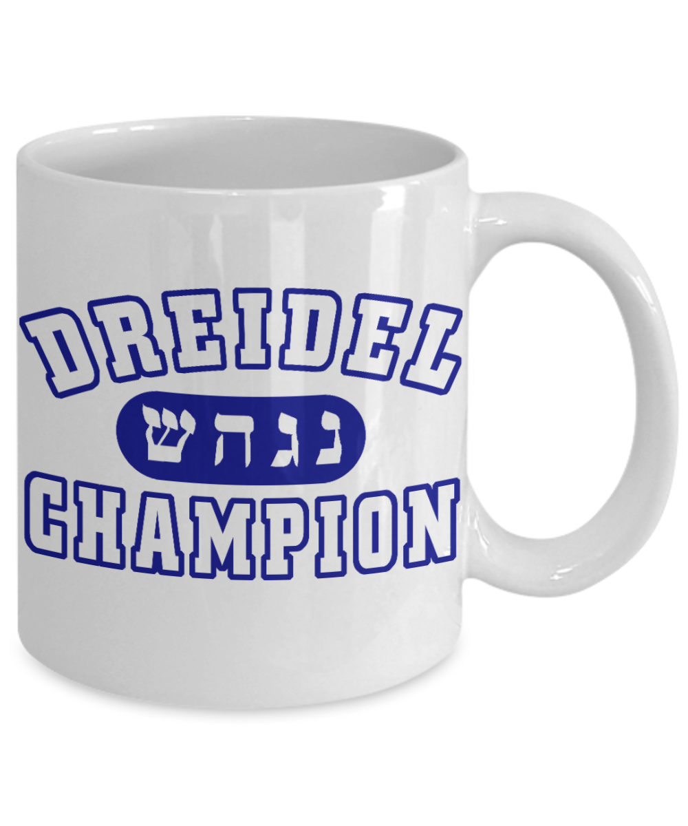 Dreidel Game Jewish Custom Gift Coffee mug, Dreidel Champion-White Porcelain Coffee Mug 11 oz
