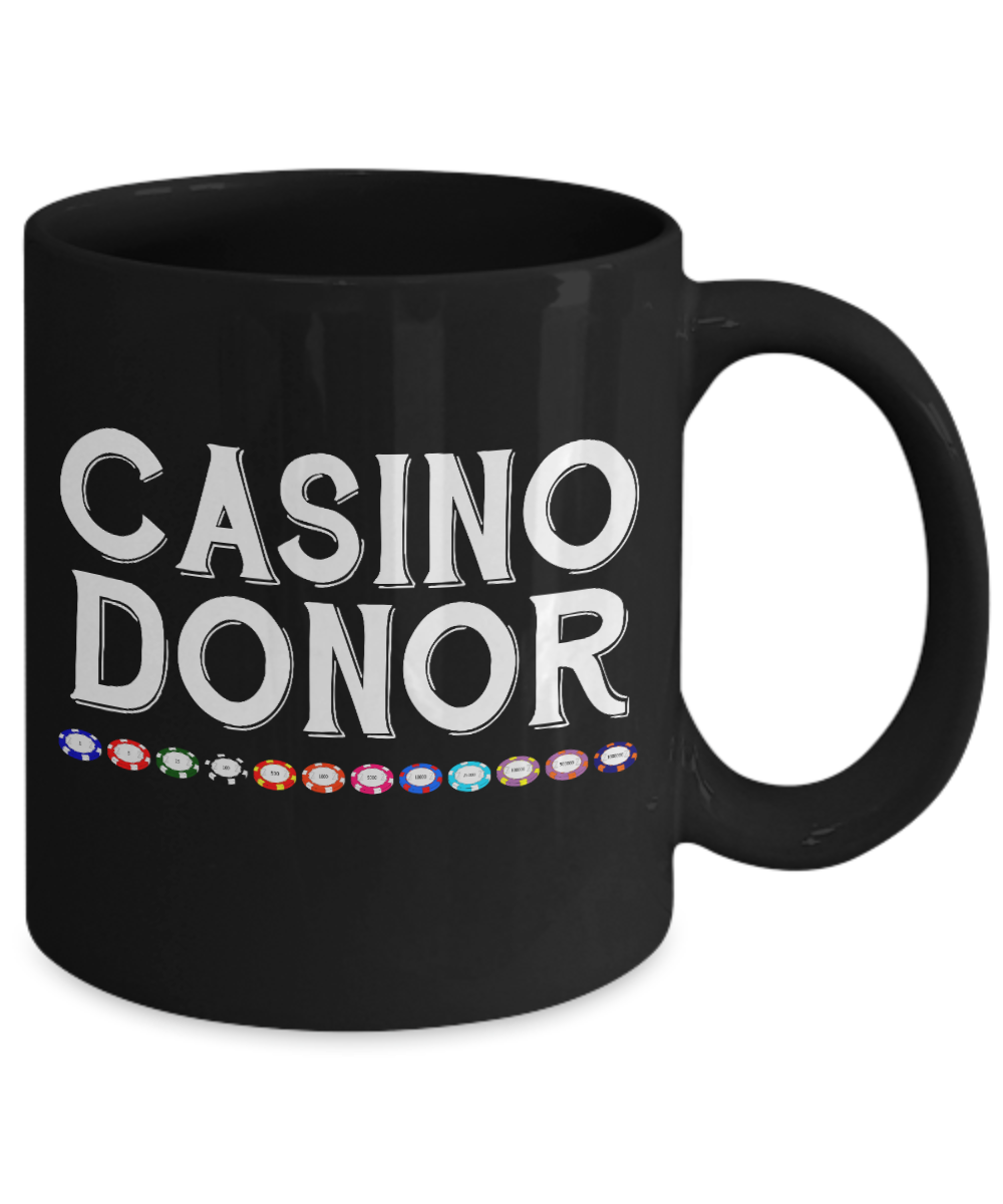 Gambler Coffee Mug, Casino Donor-Black Porcelain Coffee Mug 11 oz for card player, gambler, Casino, Gambling,Lover