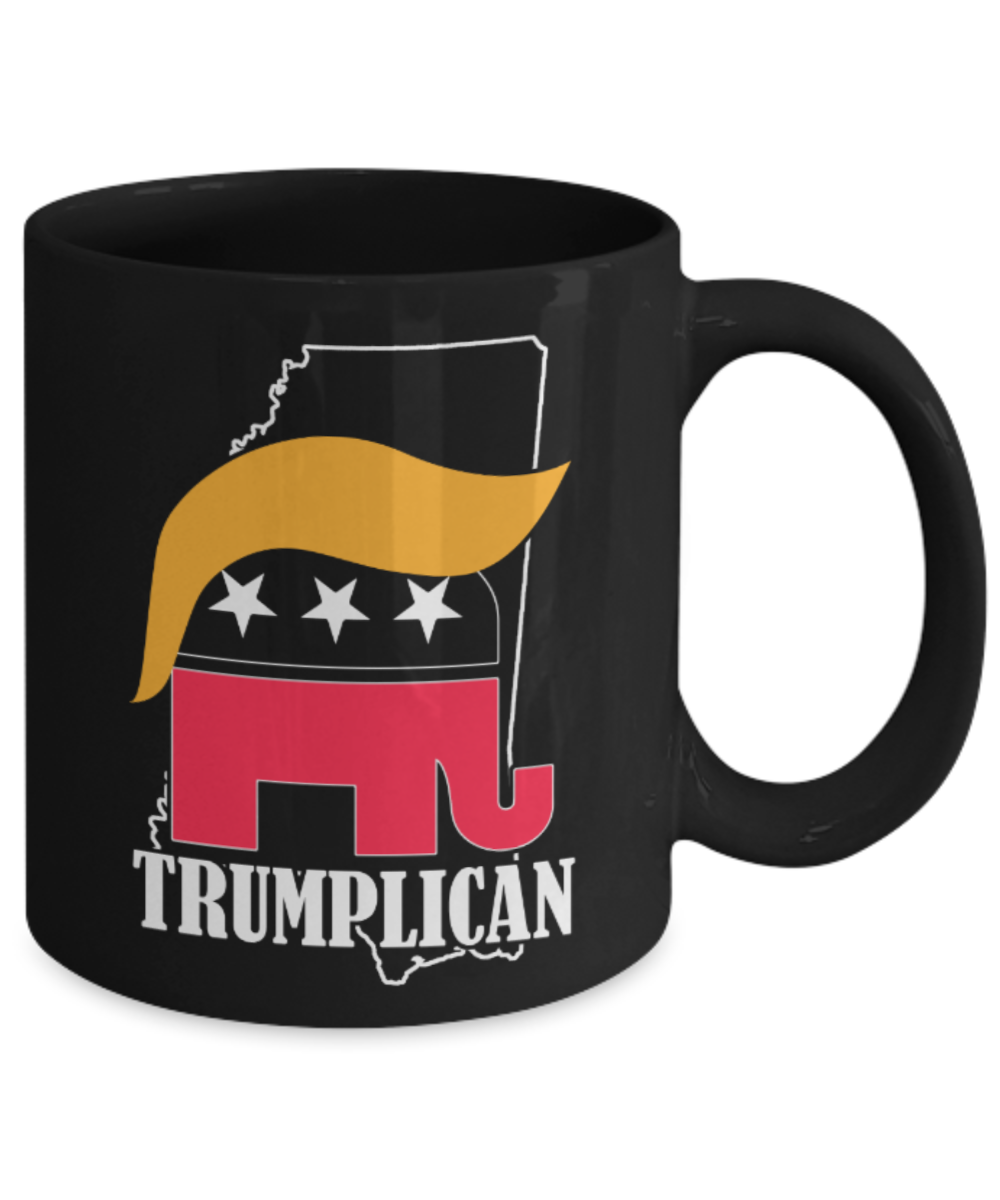 Trumplican - Black Coffee Mug Porcelain Tea Cup 11 oz - Great Gift