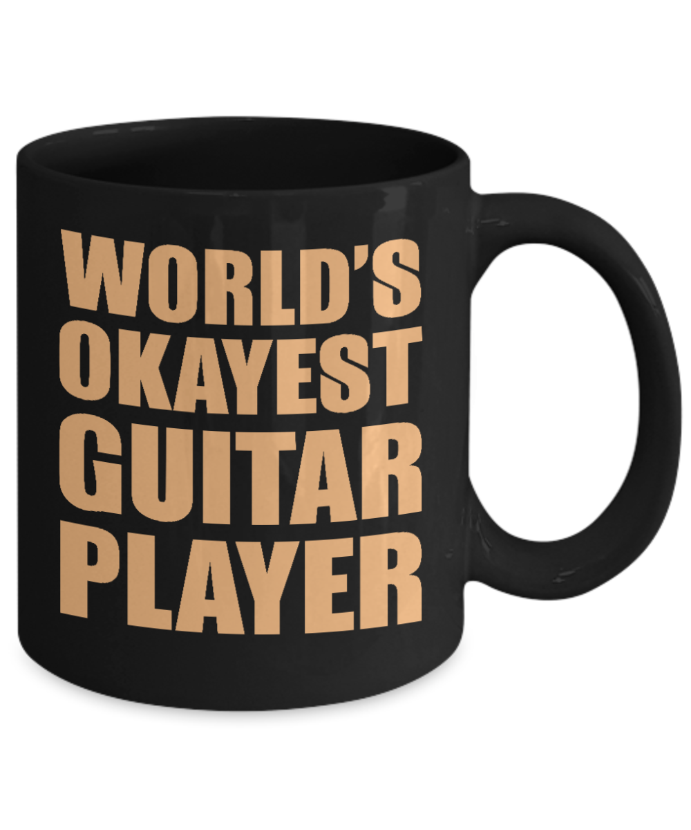 I'm Playing Guitar Coffee Mug, World's Okayest Guitar Player-Black Porcelain Coffee Mug 11 oz for guitarist, dad,mom, son, daughter
