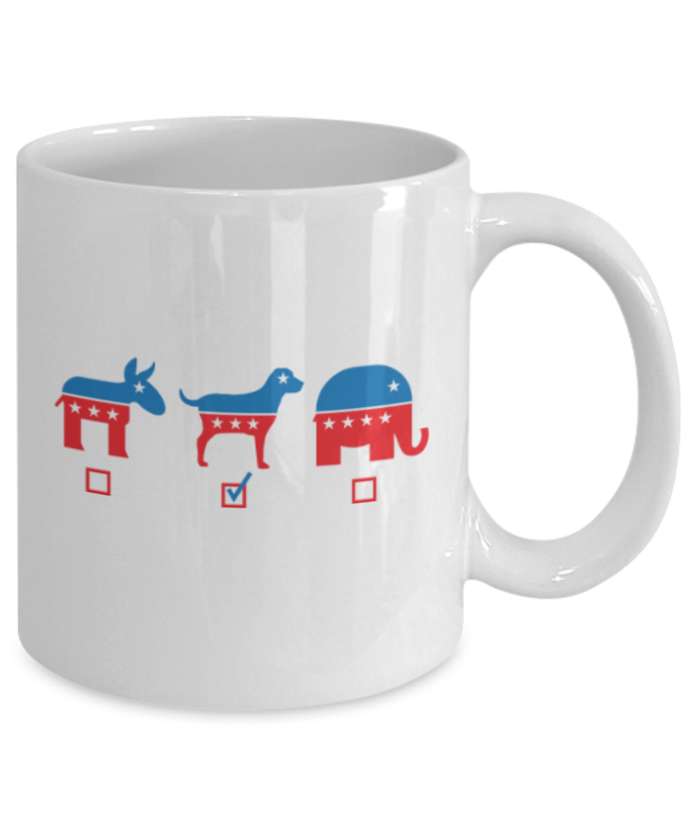 Gift gor dog lovers , My Vote Dog - White Coffee Mug Porcelain Tea Cup 11 oz - Great Gift