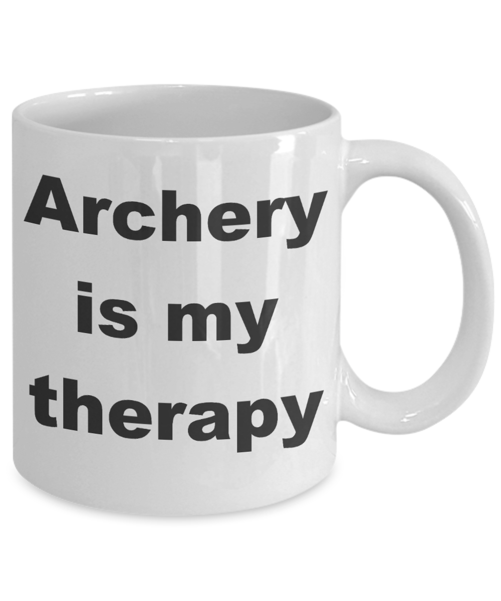Archer Coffee mug, Archery is my therapy-White Coffee Mug 11 oz