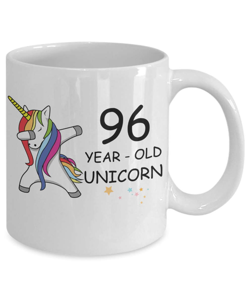 Unicorn Birthday gift 96th Birthday Gift for Women - 96 Year Old Unicorn Dabbing Mug - Funny White Porcelain Coffee 11 oz, 96th Anniversary Bday Gift for Grandma, Mom, Sister, Bestie - Legends are Born In 1924