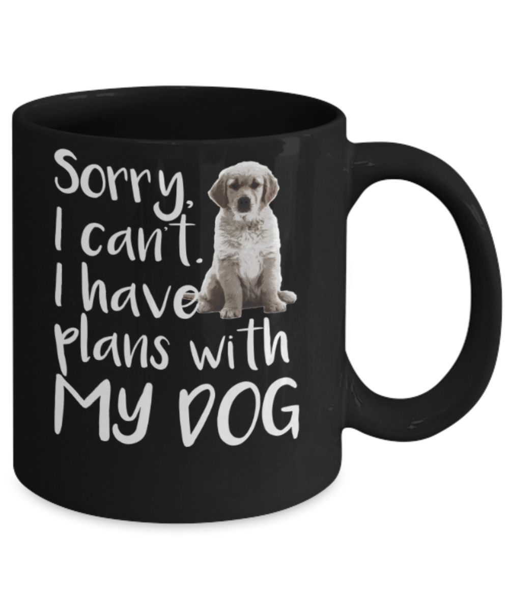 Gift gor dog lovers , Plans with dog - Black Coffee Mug Porcelain Tea Cup 11 oz - Great Gift