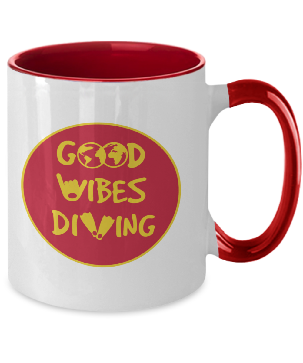 Good Vibes Coffee Mug - Positive Mind Positive Vibes Positive Life Poster, Scuba Diving Poster, Diving Poster, Gift for Scuba Diver
