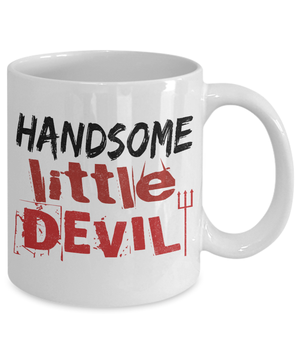 Halloween Coffee Mug, Handsome Little Devil - White Porcelain Coffee Mug 11 Oz For Halloween