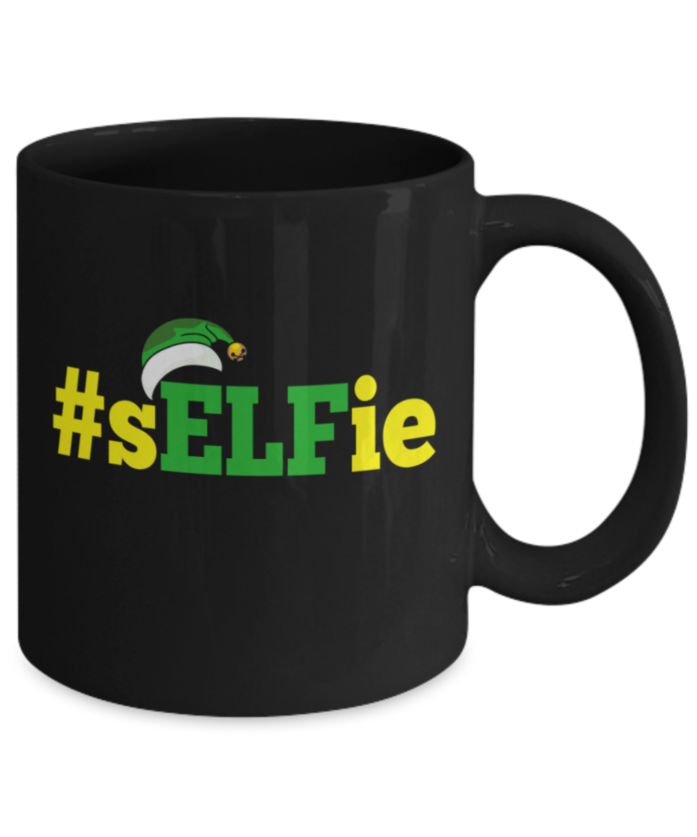 Christmas gift ideas, Selfie - Funny Black Porcelain Coffee Mug Cute Ceramic Cup 11 oz