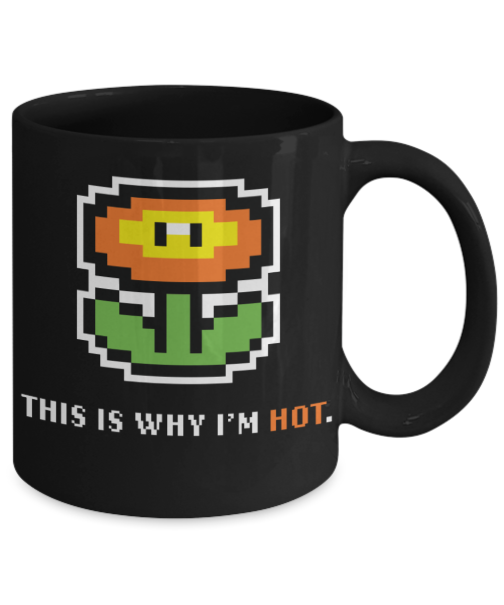 Games Lovers mugs, This is why Im Hot - Black Coffee Mug Porcelain Tea Cup 11 oz - Great Gift