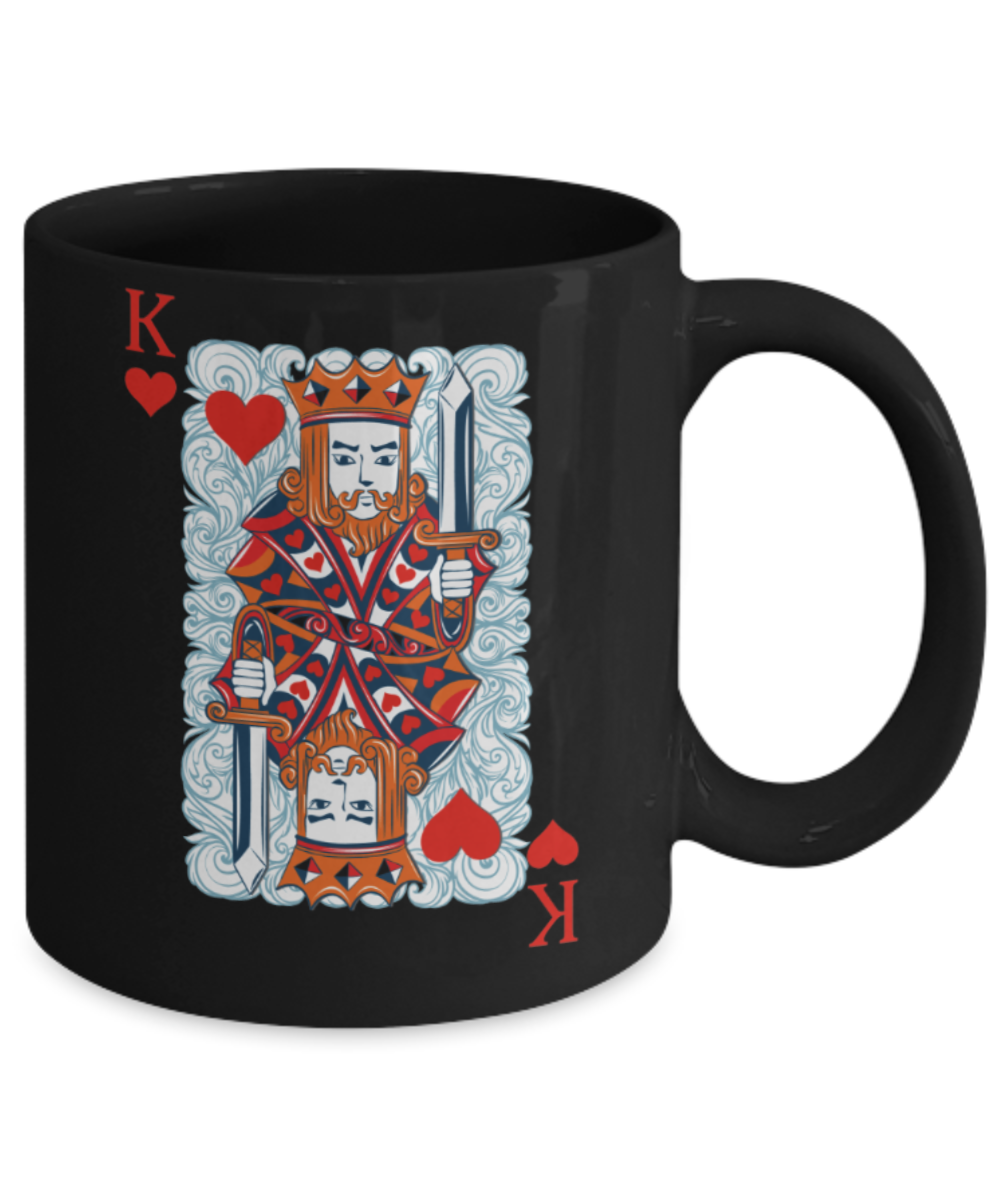 Aneversery gift - King Card - Funny Black Porcelain Coffee Mug Cute Ceramic Cup 11 oz