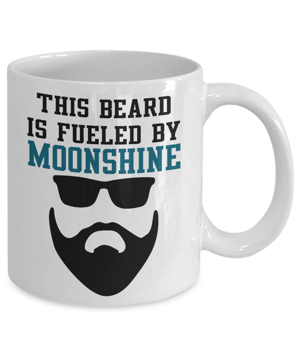 Might Be Coffee or Alcohol Coffee Mug, This Beard Is Fueled By Moonshine-White Porcelain Coffee Mug 11 oz