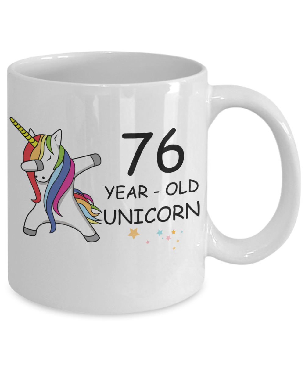 Unicorn Birthday gift 76th Birthday Gift for Women - 76 Year Old Unicorn Dabbing Mug - Funny White Porcelain Coffee 11 oz, 76th Anniversary Bday Gift for Grandma, Mom, Sister, Bestie - Legends are Born In 1944